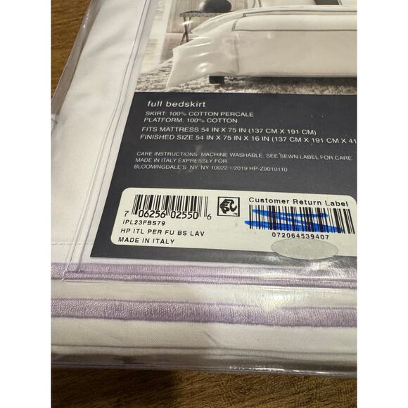 Hudson Park Italian Percale Full lavender Bedskirt 100% Cotton Exclusive - Picture 5 of 6